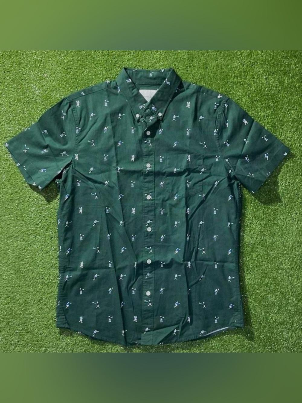 American Eagle Lacrosse Print Green Shirt